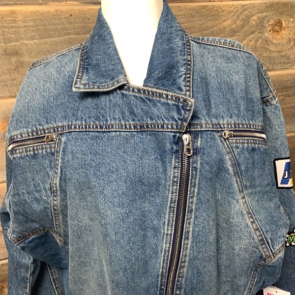 Juicy Couture NWT Denim Jean Moto Jacket Patches S - Picture 5 of 13
